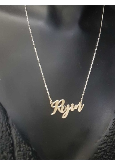 Vog Kişiye Özel Tasarım Rojin 1 Yazılı Isim Kolye 925 Ayar Gümüş Sevgiliye,anneye,arkadaşa Kolye