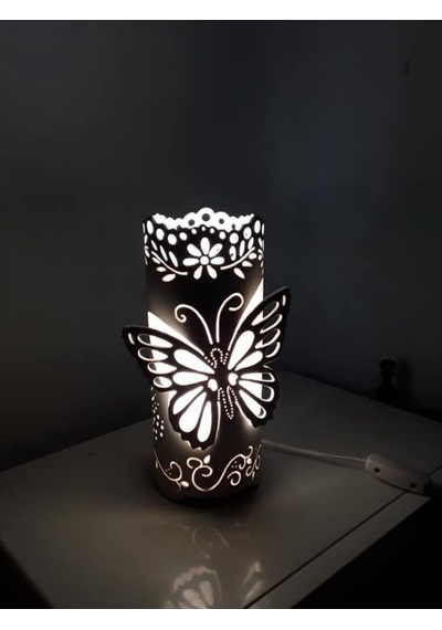 Tr Kelebek Desenli Silindir Gece Lambası, Çiçek Motifli Diğer