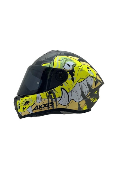Draken S Trooper D3 Mat Fluor Yellow Desenli Motosiklet Kaskı Çift Vizörlü Trooper Mat Fluoer Yellow