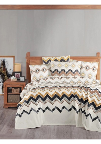 Renkli Desenli Baskılı Tek Pike Çift Kişilik 200x240 Cm Başak