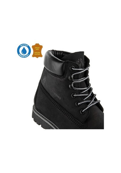 Hush Puppies Empresa 725039 Gerçek Deri, Anatomik, Waterresist Kadın Bot Siyah Siyah