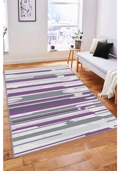Mor Spor Kaymaz Tabanlı Makinede Yıkanabilir Halı Fh05n11
