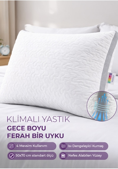 Klimalı Silikon Yastık - Daycool Serisi - 800 Gram Beyaz