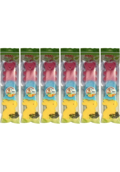 Derma Naturel 3 Lü Renkli Bebek Banyo Süngeri 6 Lı Set