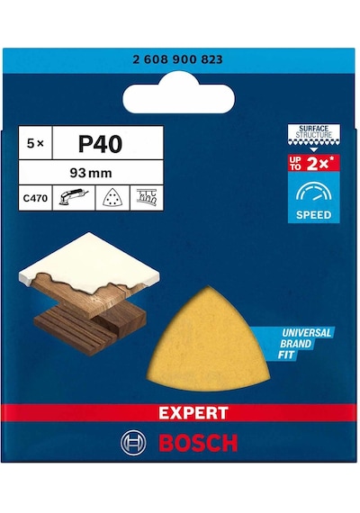 Bosch Expert 93x93 Mm 40 Kum Üçgen Zımpara Kağıdı 5'li 2608900823