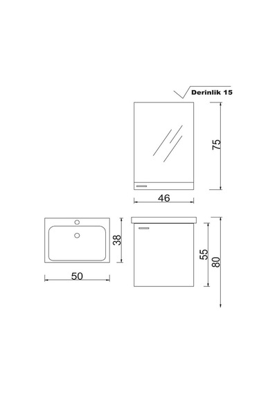 Denko Terra 50 Cm Mdf Antrasit Gri Banyo Dolabı Aynalı Üst Modül Çok Renkli Denko Terra 50 Cm Mdf Antrasit Gri Banyo Dolabı Aynalı Üst Modül Çok Renkli