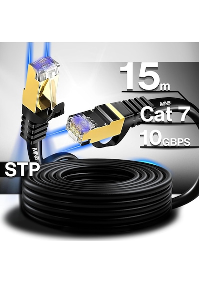 M109f Cat7 Kablo 15 Metre/bakır Tel-10gbps-50 Mikron Altın Kaplama/15 Metre Cat7 Ethernet Kablo Standart