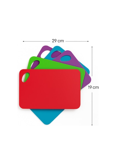 Tallin - 4'lü Renkli Plastik Kesme Tahtası Seti 29x19 Cm Hijyenik Ve Pratik Kullanım Çok Renkli