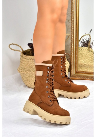 Fox Shoes Taba Kalın Taban Bağcıklı Kadın Postal Bot L973916002