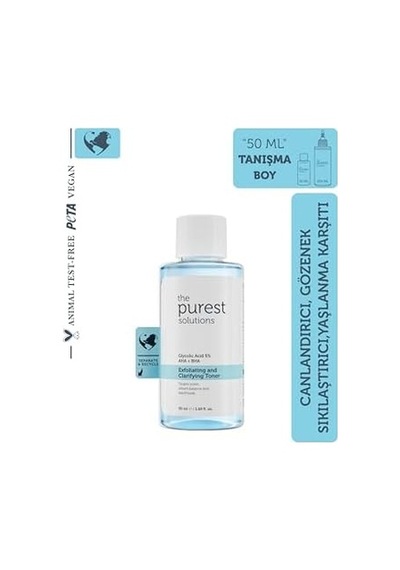 The Purest Solutions Canlandırıcı Ve Gözenek Sıkılaştırıcı Glikolik Asit Mavi Tonik, Seyahat Boy 50 Ml