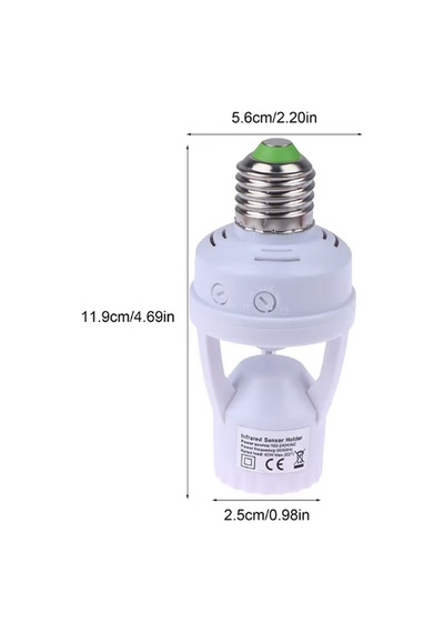 E27 Hareket Sensörlü Lamba Tutucu 110-240volt 60watt, Ampul Soket Adaptörü Pır,