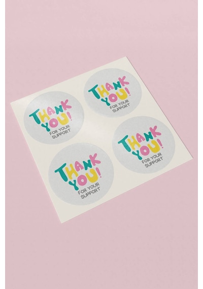 Renkli Thank You For Your Support Sticker 3x3cm St2244 Çok Renkli