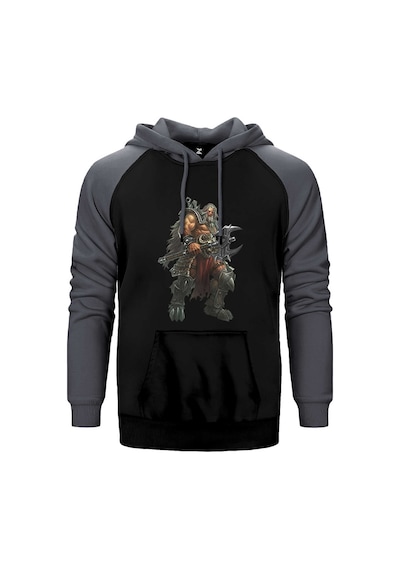 Diablo Iıı Ruhların Reaper'ı Barbar Gri Renk Reglan Kol Kapşonlu Sweatshirt Gri
