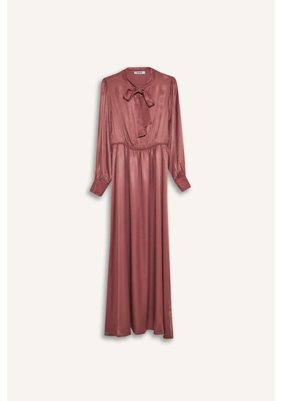 Defacto 	Regular Fit Fiyonk Yaka Saten Uzun Kollu Midi Elbise F0819AX25SP Bordo