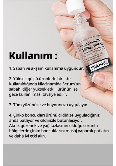 Frankly 15% Niacinamide Ve Çinko Boncukları İçeren Gözenek Serumu 30 ML