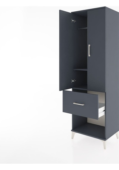 Hyperion Dolap 2 Raflı Tek Çekmeceli Tek Askılı 60x44x195 Ant... Antrasit