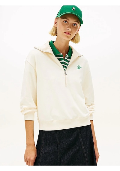 Tommy Hilfiger Th Scrıpt Half Zıp Terry Swtshrt Kadın Bej Sweatshirt - Ww0ww49470 Bej