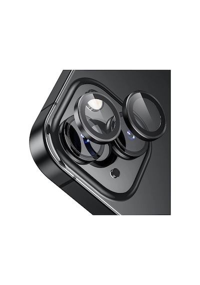 Buff Apple Uyumlu iPhone 15 / 15 Plus Kamera Metal Lens Koruyucu Siyah