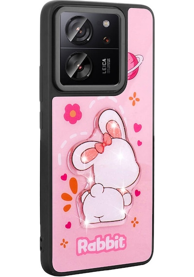 Xiaomi Mi 13t Pro Kılıf Parlayan Kabartmalı İkonik Figürlü Zore Amas Silikon Kapak Mor