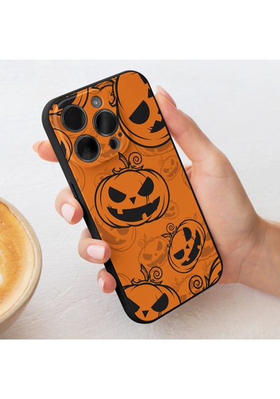 "Apple Uyumlu iPhone 11 12 13 Pro Max - Pumpkin Spice Cadılar Bayramı Baskısı İle Şok Geçirmez Silikon Telefon Kapağı Grippy Doku İle" For iPhone 7 8 Plus