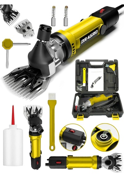Dragro 4200 W Devir Ayarli Bakir Sargili Çelik Şanzıman Koyun Keçi Kirkma Makinesi -Sarı