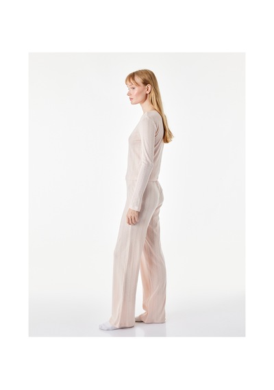 Koton Pamuklu U Yaka Fiyonk Detaylı Uzun Kollu Pijama Takımı Pembe 7wlk40212mk Gül