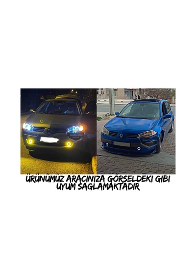 Renault Megane 2 2003-2008 Uyumlu Üniversal Mercekli Angel Sis Farı Metal Su Geçirmez 76 Mm Halkalı Gündüz Farı Sis Farı 55982513