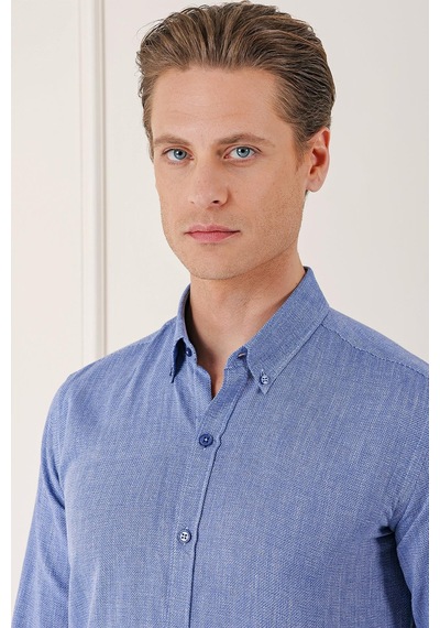 Efor Slim Fit Düğmeli Yaka %100 Pamuk Klasik Koyu Mavi Gömlek Gk 723 Mavi Efor Slim Fit Düğmeli Yaka %100 Pamuk Klasik Koyu Mavi Gömlek Gk 723 Mavi