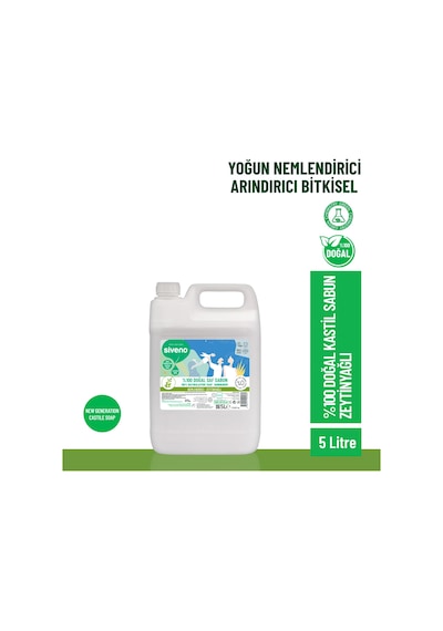 Siveno %100 Doğal Sıvı Kastil Sabun Zeytinyağlı Yoğun Nemlendirici Bitkisel Vegan 5 L