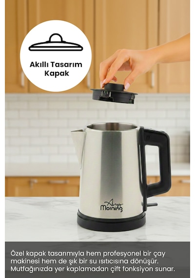 Any Morning OZ26CM10 1.8 L 2 in 1 Paslanmaz Çelik Çay Makinesi Ve Su Isıtıcı