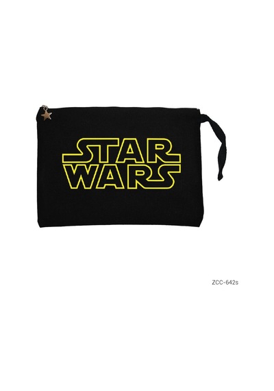 Zepplin Giyim Star Wars Logo Line Siyah Clutch Astarlı Cüzdan / El Çantası