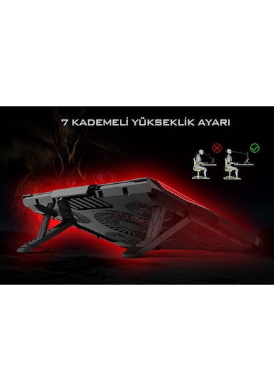 Inca INC-611 GMS Arrax 5 Fanlı 13" - 17" Gaming Notebook Soğutucu