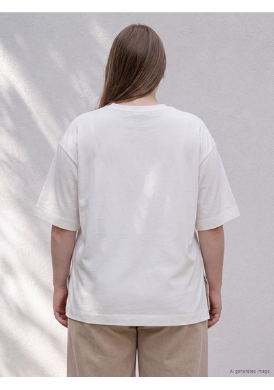 Lcw Curve Beyaz Büyük Beden %100 Pamuklu Oversize Kadın Tişört