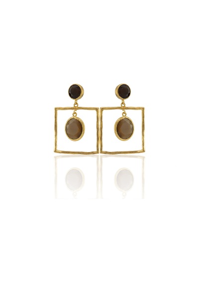 Kadir Jewellery 22 Ayar Altın Kaplama Kadın Sallantılı Küpe -el İşçiliği Ve Hipoalerjenik Küpe-e85 Kahverengi