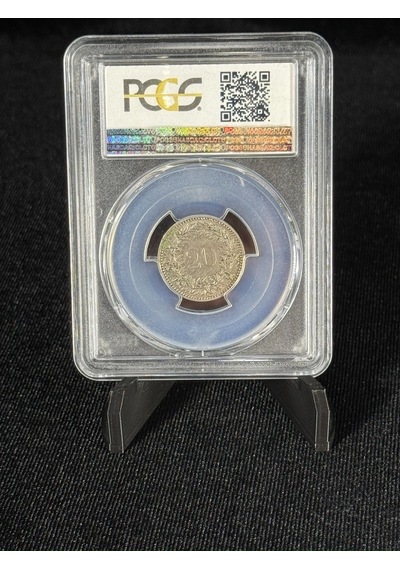Pcgs Au55 1894 İsviçre 20 Rappen Qr Kodlu Sertifikalı Orijinal Koleksiyon Parası