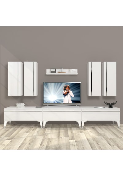 Decoraktiv Eko 8d Mdf Silver Tv Ünitesi Tv Sehpası - Parlak Beyaz