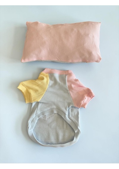 Bubbles Pastel Köpek Uyku Takımı Mini Yastıklı Şeker Renkli Yazlık Köpek Pijama Seti Küçük Irklar İçin