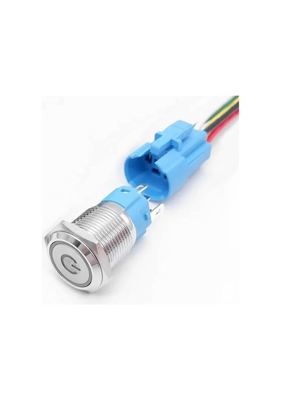 16mm Kırmızı Power Sembol Ledli Kablolu Push Tip Metal Button Panel Montaj Düz Kafa No Nc Dc Dv