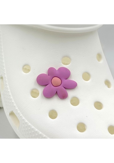 Crocs Terlik Süsü Ve Aksesuarı , Çanta Süsü Jibbitz 3d Çiçek 02 Logo Aksesuar Pembe-turuncu