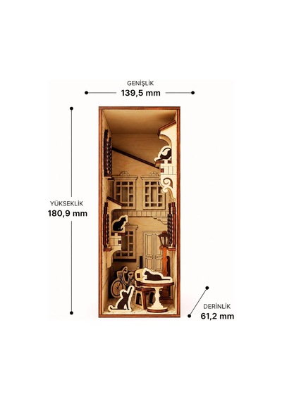 Algwooddesign Diorama Ahşap Maket, 54 Parça Dıy Minyatür Fransız Sokağı Ve Kedi Temalı Book Nook, Peri Led Dahil, Mdf 3d Puzzle, Dekorasyon Seti, 13,9