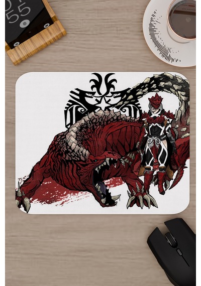 Monster Hunter: World Kaymaz Dikişli Kauçuk Oyuncu Mousepad V5 - 22x18 Gaming Mouse Pad Fare Altlığı