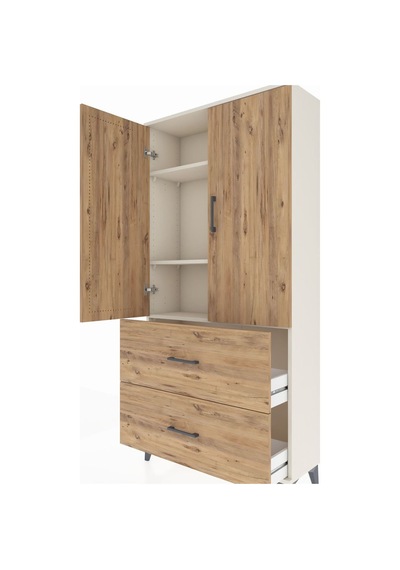 Arges Dolap 3 Raflı 2 Çekmeceli 2 Kapaklı 88x30x182 Aytaşı-çam Aytaşı