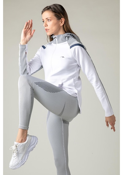 Maraton Active Slimfit Kadın Kapşonlu Uzun Kol Spor Beyaz Tracktop 815015-beyaz