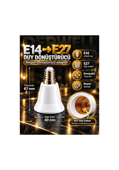 Tekli Paket E14ten E27ye Ampul Duy Çevirici Dönüştürücü Soket İnce Diş Erkek Giriş Kalın Diş Dişi Çıkış Tasarruflu Led Akıllı Ampul Pratik Avize Aparatı Sağlam Gövde Uyumlu Aydınlatma Çözümleri