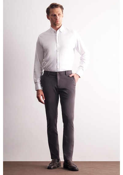 İmza Antrasit Yan Cep Düz Paça Pamuklu Slim Fit Chino Casual Pantolon 1003255165 Antrasit