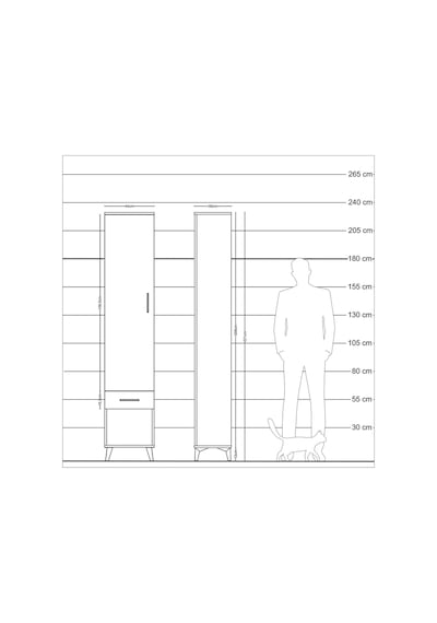 Arges Dolap 2 Raflı Tek Çekmeceli Tek Askılı 44x30x221 Çam-çam Çam