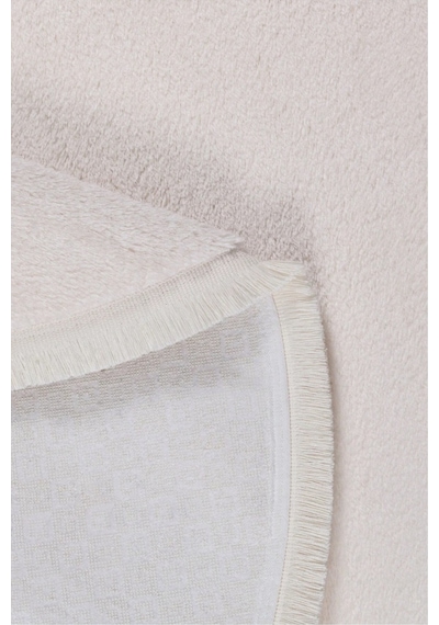 Valeryhome Vl Comfort Düz Saçaklı Peluş Düz Yolluk Ekru Oval Ekru Düz Saçak