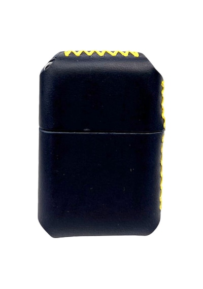 Handmade El Yapımı Hakiki Deri Zippo Modeli Çakmak Lacivert Sarı