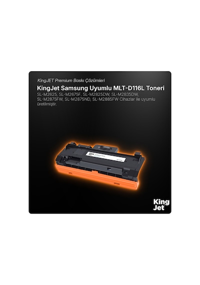 Kingjet Samsung Uyumlu Mlt-d116l Yüksek Kapasiteli Tekli Çipli Uyumlu  Toner