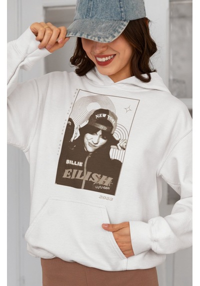 Sevbano Billie Eilish Met Gala After Party Baskılı Unisex Oversize Şarkıc beyaz